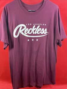 MEN Young & Reckless Large  Red Cotton Basic  SHORT SLEEVE SHIRT