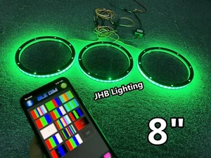 3PCS 8" SET Bluetooth Control RGB Color Changing Subwoofers Speaker Rings Lights - Picture 1 of 12