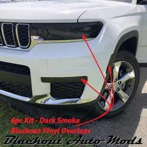 Head Light Blackout Kit For 2021-2024 Grand Cherokee L Dark Smoke Vinyl Overlay - Picture 1 of 3
