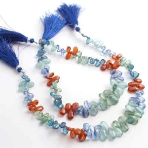 1 Strand Best Quality Multi Kyanite Briolette, Pear Faceted Beads, 10 Inches - Picture 1 of 4