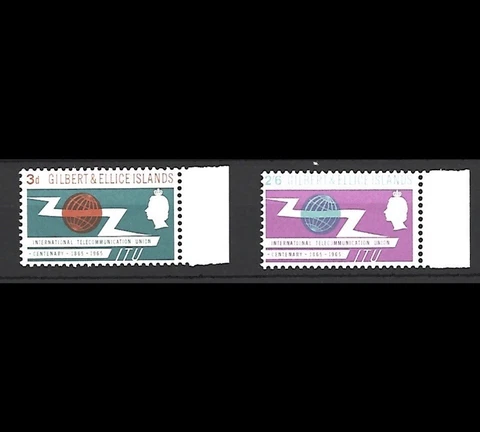 1965 - Gilbert & Ellice Islands I.T.U. Centenary Set of 2 Stamps MNH SG87 - SG88 Cover