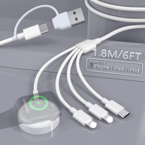 4 in 2 Cable Charging iPhone ABS Magnetic iWatch Charger Type-C For Apple Watch - Picture 1 of 9