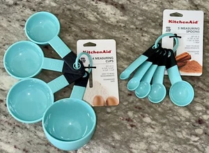 9-Pc KitchenAid Utensils Measuring Set 4 Cups & 5 Spoons Sky Blue - Easy To Read - Picture 1 of 3