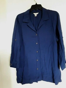White stag Navy blue crinkle 3/4 sleeve top Sz XXL 20 - Picture 1 of 4