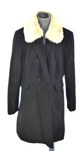 Miss Selfridge Coat Black Faux Fur Collar Elegant Tailored UK 16 - Picture 1 of 13