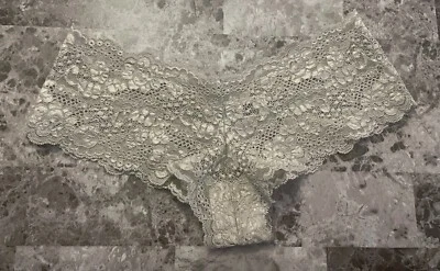 DONNA L'OREN XL TAUPE GRAY FLORAL LACE CHEEKY PANTIES RUN SMALL COULD FIT LARGE - Image 1 of 4