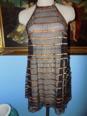 Free People Black Feels Right Sequin Slip-$98 MSRP - Image 1 of 3