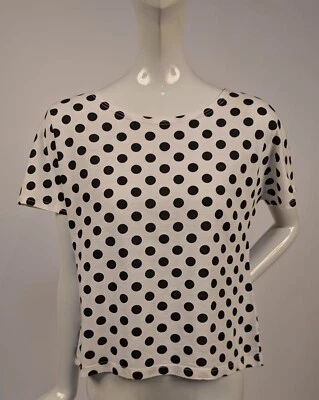 CAMISETA VINTAGE AÑOS 80 LUNARES ALGODÓN NEGRO + BLANCO CAROLL HECHA EN ITALIA Foto 1 de 3