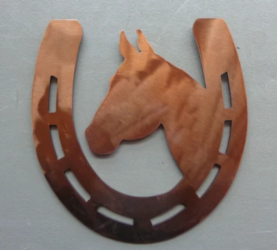 Horse Head Horse Shoe Plasma Cut Metal Wall Art 8" x 8" Translucent Copper - Изображение 1 из 2
