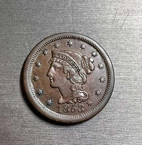 1853 Braided Hair Large Cent Almost Uncirculated AU Beautiful Coin!! #261 - Picture 1 of 2