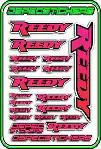 RC STICKERS REEDY 1/10 1/8 1/12 DECAL MOTOR BATTERY ESC CAR JSPEC RED PINK BLACK - Picture 1 of 8