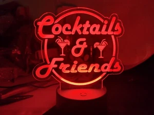 Männerhöhle Cocktails und Träume leuchten LED Bar Schild - Bild 1 von 9