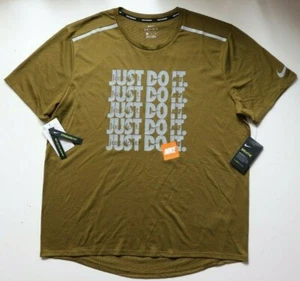 NIKE BREATHE RISE 365 JUST DO IT GRAPHIC RUNNING TOP - OLIVE CJ5422-368 MEN M XL - Picture 1 of 12