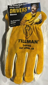 Tillman Cut Proof Resistant Cowhide Leather Kevlar Lined Drivers Work Gloves SML - Picture 1 of 2