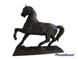 Horse Sculpture/Statue/Clock Topper Driving Harness Horse Trotter Spelter Metal - Picture 1 of 12