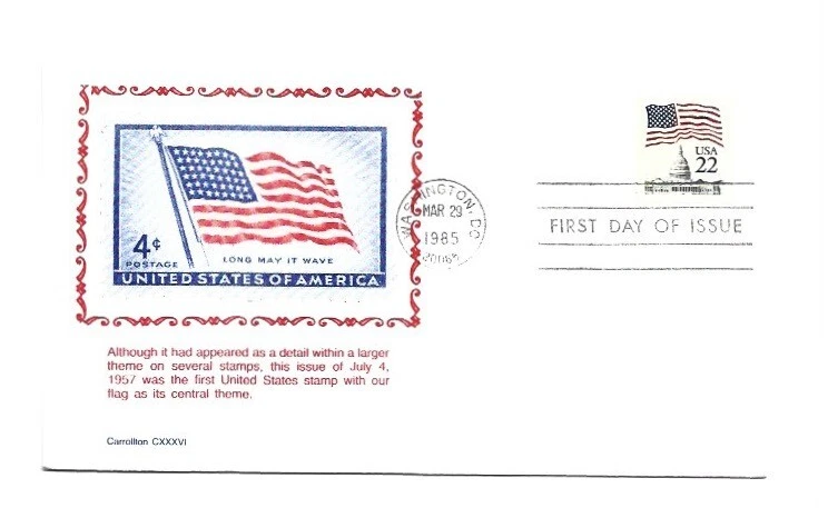2115 22c Flag over Capitol coil Carrollton FDC  - Image 1 of 1