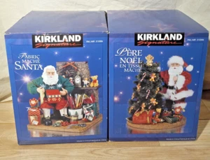2x Kirkland Signature Fabric Mache Santa Claus 9” Christmas Tree & Gift Wrapping - Picture 1 of 18