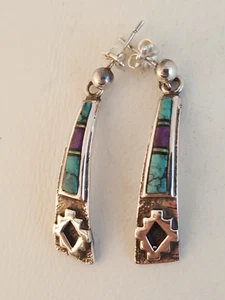 Southwest Türkis Sugilit Opal Sterling Silber Ohrringe baumelnd - Bild 1 von 13