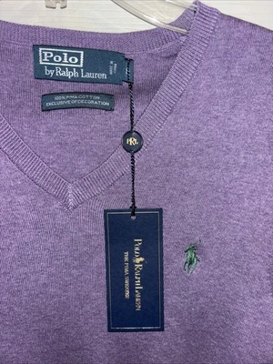 NWT Polo Ralph Lauren Men's S Sweater Vest Juniper Berry Purple Pima Cotton Logo - Image 1 of 4