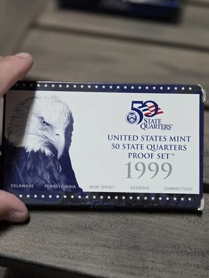 1999 S 50 State Quarters Proof Set - Delaware - Penn - N. Jersey - Ga - Conn - Image 1 of 3