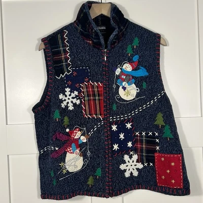De Colección Diseñadores Originales Studio XL Joy Suéter Chaleco Bordado Feo Navidad Foto 1 de 4