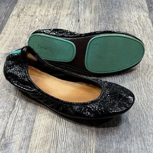 Tieks by Gavrieli glänzende schwarze Lackleder-Ballerinas Damengröße 9 Crinkle - Bild 1 von 12