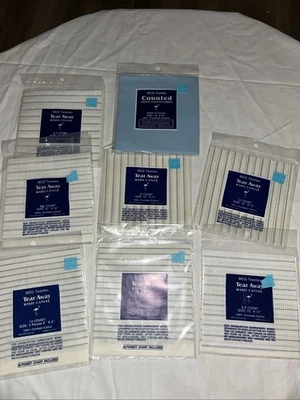Lote de 7 MCG Textiles Tear Away Waste Lona e 1 Tecido de Ponto Cruz Contado - Imagem 1 de 4