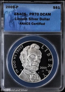2009-P $1 Proof Lincoln Bicentennial Commem Silver Dollar ANACS PR 70 DCAM - Picture 1 of 4