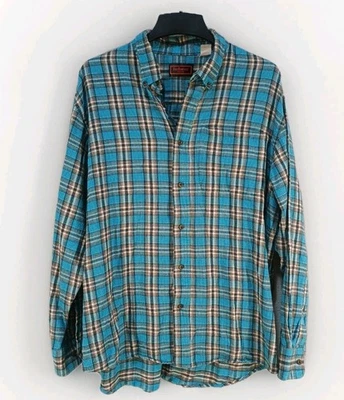 Camisa vintage Five Brother para hombre XL azul negro blanco franela a cuadros manga larga  Foto 1 de 4