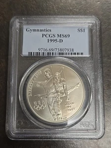 1995-D PCGS MS69 MS 69 90% Silver Gymnastics Silver Dollar $1 - Picture 1 of 4