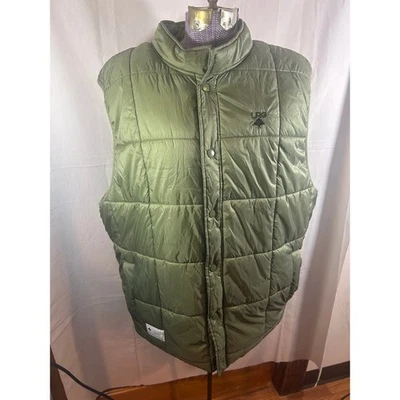 LRG Lifted Research Group Puffer Vest Mens XL Green Quilted Snap Front Nylon - Image 1 of 4