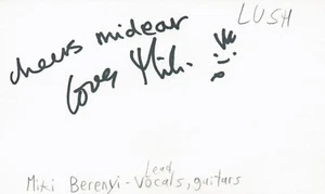 Miki Berenyi Lead Vocals Guitars Lush Rock Band Music Signed Index Card JSA COA - Picture 1 of 2