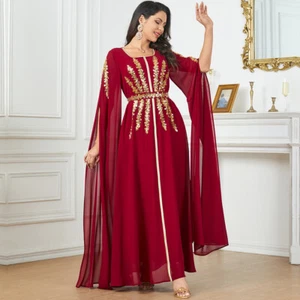 Abito lungo donna elegante Dubai maxi abito musulmano festa matrimonio cockil abito arabo - Foto 1 di 16