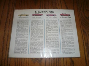 Fiat Sports Cars Specification Sheet - Vintage - Various Models - Imagen 1 de 2