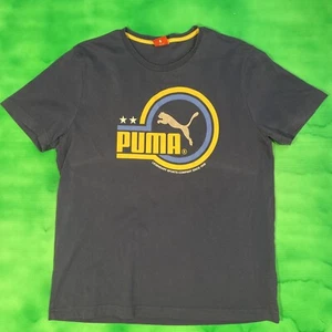 Puma Sport Lifestyle Blue T-Shirt Large Front Logo Small Back Logo - Picture 1 of 6