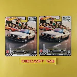 (LOT 2 PCS) Hot Wheels Premium Boulevard DMC DELOREAN Real Riders - Bild 1 von 8