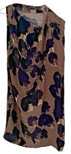 ALLSAINTS Silk Print Dress- S/Less- Printed in Italy - Browns -Size 14 - Picture 1 of 8