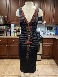 💥STUNNING MANDALAY Evening COCKTAIL DRESS Embellished Beaded Navy Coral 6 - Picture 1 of 15