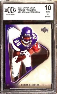 2007 Upper Deck Rookie Premiere #21 Adrian Peterson BCCG 10 - Picture 1 of 2