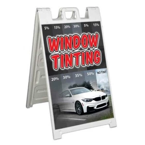 WINDOW TINTING Signicade 24x36 Aframe Sidewalk Decal Sign Banner CARS SUN - Picture 1 of 9