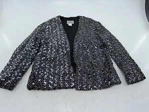 Eddy George California Women's Sz 12 Sequined Sparkling Jacket/Blazer Blk/Silver - Picture 1 of 16