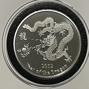 2012 Chinese Year of the Dragon Zodiac Coin 1 Troy Oz .999 Fine Silver Round 999 - Picture 1 of 12