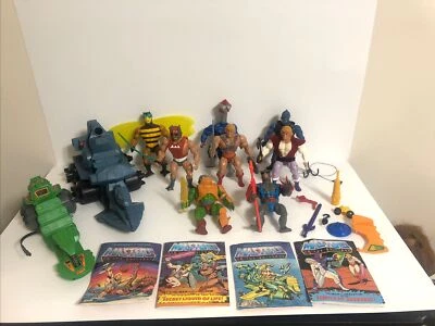 Vintage He Man Masters of the Universe MOTU Figures Lot and Weapons Mattel 1981 - Image 1 of 4