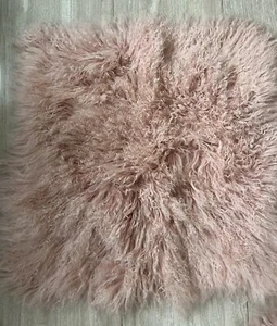 West Elm Mongolian Lamb Pillow Cover Dusty Pink 24x24 In - Picture 1 of 4