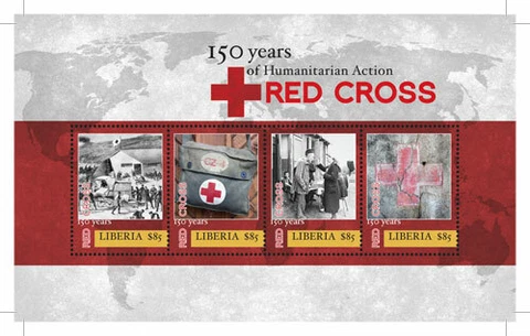 Liberia - 2013 - RED CROSS 150TH ANNIVERSARY - Sheet of 4 Stamps - MNH Cover