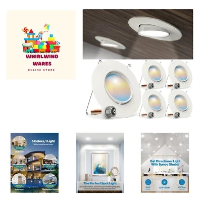 Paquete de 4 luces LED para latas globo ocular retrofit cardán 5/6 pulgadas luces empotradas 12W = 60... Foto 1 de 4