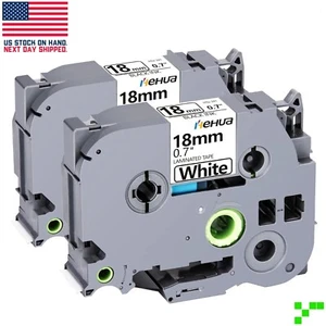 2PK TZe241 TZ241 3/4" Black on White tape 18mm For Brother P-Touch Label printer - Picture 1 of 6