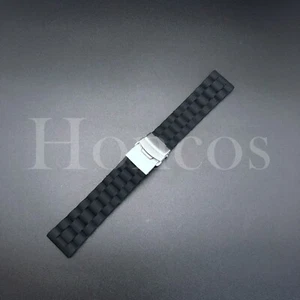 22 24 mm Negro Silicona Goma Correa Despliegue Banda Apto para Invicta - Imagen 1 de 5