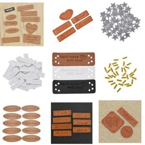 50X Handmade Label Tag Patches PU Leather Bag Clothing Sewing Supplies DIY Craft - Picture 1 of 45