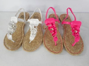 Faded Glory Girls' Ruffle Toe Sandal White or Pink Various Sizes NWT - Picture 1 of 6